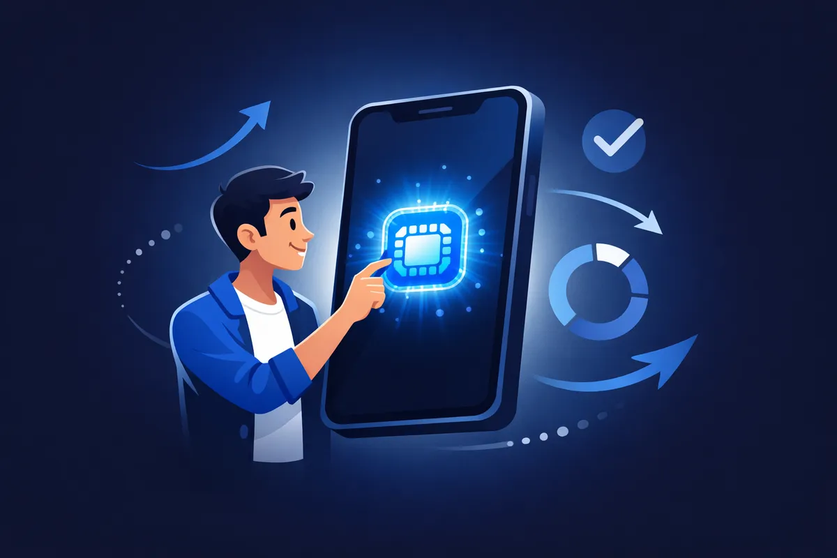 Smartphone screen showing eSIM QR code scanning process with step-by-step installation